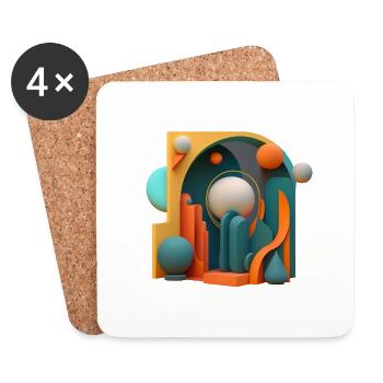 3D - Untersetzer (4er-Set) - Weiß - Vorne