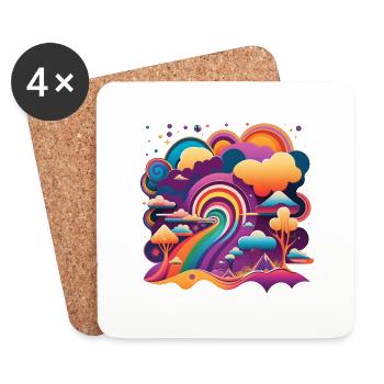 RÉTRO TRIPPY - Dessous de verre (lot de 4) - blanc - Devant
