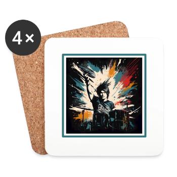Drummer Drums colorful - Untersetzer (4er-Set) - Weiß - Vorne