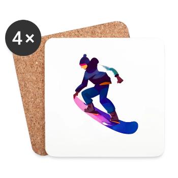 Snowboardsport Snowboard Geschenk Snowboardfahrer - Untersetzer (4er-Set) - Weiß - Vorne