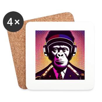 Singe président - Dessous de verre (lot de 4) - blanc - Devant