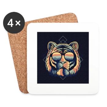 RETRO LION Amo - Coasters (set of 4) - white - Front