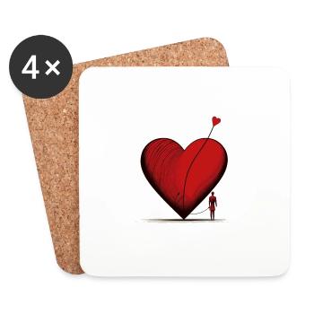 Le Cœur Envolé - Dessous de verre (lot de 4) - blanc - Devant