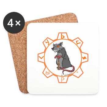 Logo de rat Cybus Zombie Halloween Morts-vivants - Dessous de verre (lot de 4) - blanc - Devant