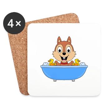 EICHHÖRNCHEN - BADEWANNE - TIER - TIERISCH - Untersetzer (4er-Set) - Weiß - Vorne