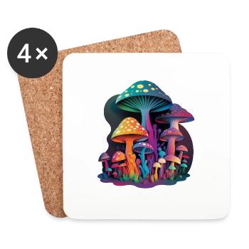 TRIPPY MUSHROOMS - Untersetzer (4er-Set) - Weiß - Vorne