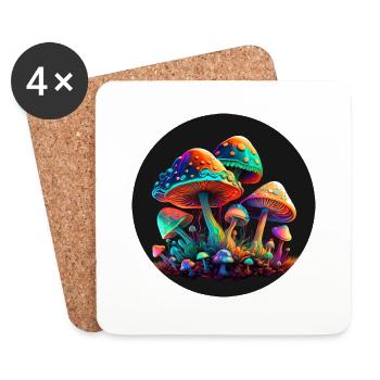 TRIPPY MUSHROOMS - Untersetzer (4er-Set) - Weiß - Vorne