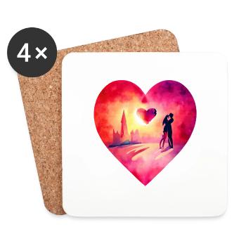 Muttertag Verlobung Liebe Valentinstag Hochzeit - Untersetzer (4er-Set) - Weiß - Vorne