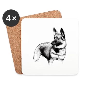 Berger allemand Chien Propriétaire Chien Chien Propriétaire Chien Propriétaire - Dessous de verre (lot de 4) - blanc - Devant