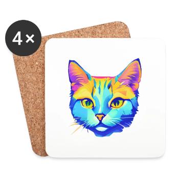 Chat Domestique Chaton Chaton Propriétaire - Dessous de verre (lot de 4) - blanc - Devant