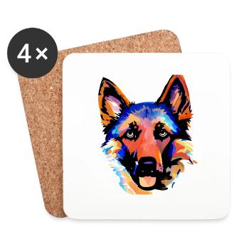 Propriétaire de chien Berger allemand Chien de berger Chien propriétaire de chien Chiens - Dessous de verre (lot de 4) - blanc - Devant