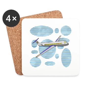 Flugzeug - Untersetzer (4er-Set) - Weiß - Vorne