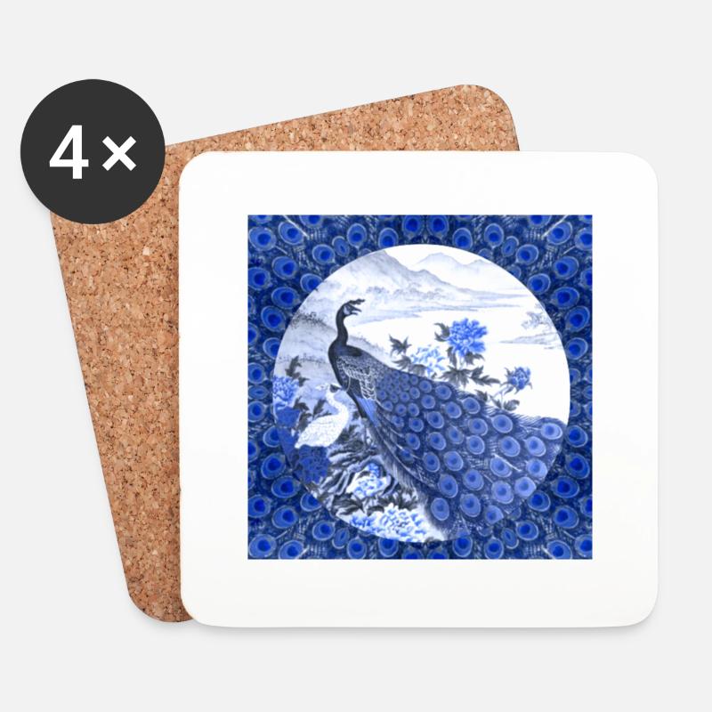 Pfau Azul - Untersetzer (4er-Set) - Weiß