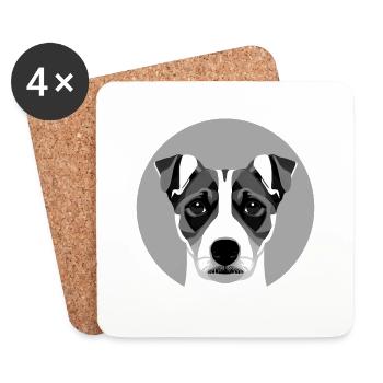 Jack Russel Terrier Grey Circle Graphic - Coasters (set of 4) - white - Front