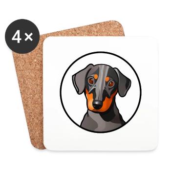 Dackel Design Grafik Motiv in weißem Kreis - Untersetzer (4er-Set) - Weiß - Vorne