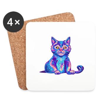 Chaton Chat Chat Animaux de compagnie Maine Coon Chat domestique - Dessous de verre (lot de 4) - blanc - Devant