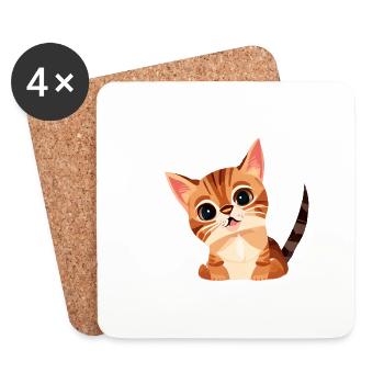 Cat Pet Domestic Cat Kitten Cat Owner - Coasters (set of 4) - white - Front