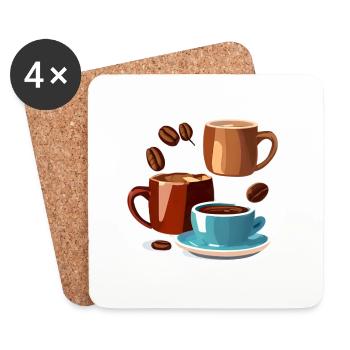 Coffee Coffee Cup Caffeine Gift Coffee Bean - Coasters (set of 4) - white - Front