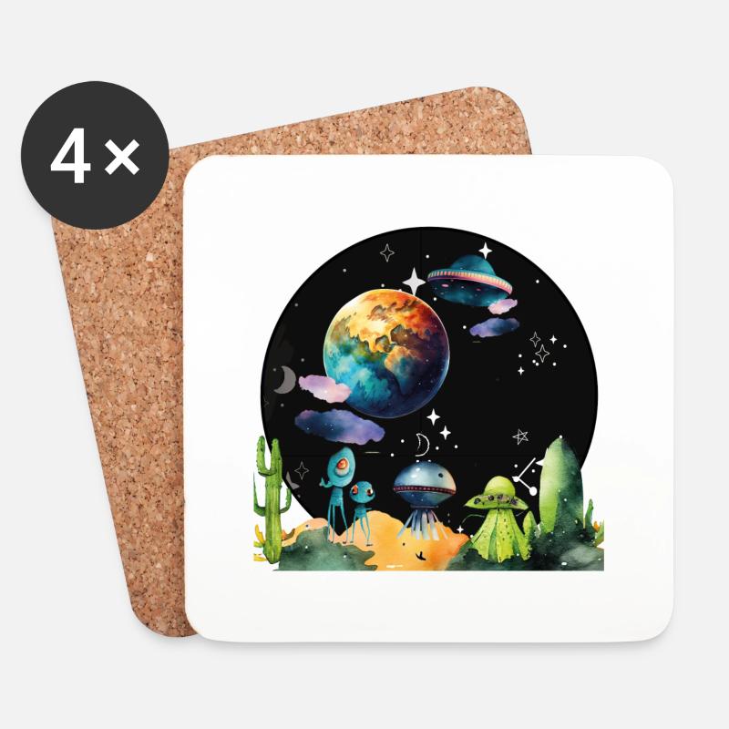 Space - Untersetzer (4er-Set) - Weiß