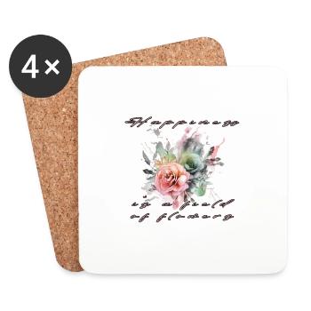 Happiness is a field of flowers - Coasters (set of 4) - white - Front