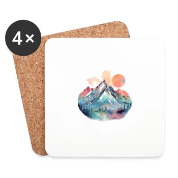 Mountain Landscape with Full Moon 2 - Untersetzer (4er-Set) - Weiß - Vorne