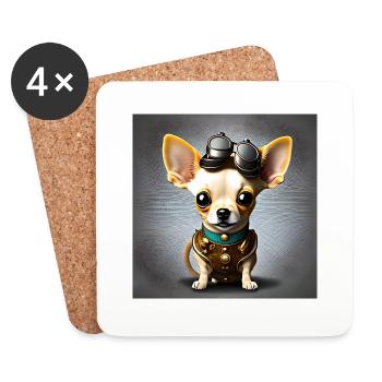 Chihuahua Puppy Steampunk - Coasters (set of 4) - white - Front