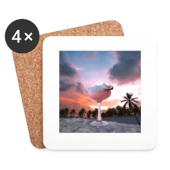 Cocktail 1 Geschenk - Untersetzer (4er-Set) - Weiß - Vorne