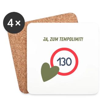 Ja zum Tempolimit! - Untersetzer (4er-Set) - Weiß - Vorne