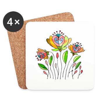 Blumen - Untersetzer (4er-Set) - Weiß - Vorne