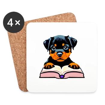 Dogs Books Rottweiler Book Read Dog Owners - Coasters (set of 4) - white - Front