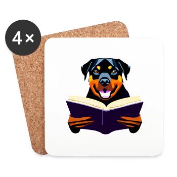 Chiens Livres Rottweiler Lire Chien Propriétaire Chien - Dessous de verre (lot de 4) - blanc - Devant