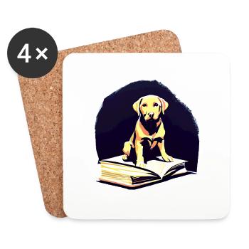 Dogs Read Dog Owner Dog Books Labrador Book - Coasters (set of 4) - white - Front