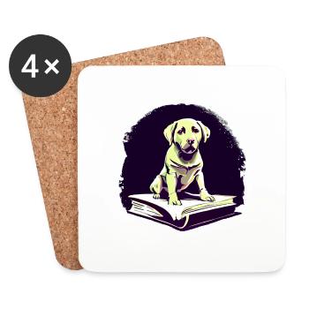 Dogs Books Labrador Book Dog Read Dog Owners - Coasters (set of 4) - white - Front