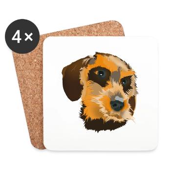 Dackel - Untersetzer (4er-Set) - Weiß - Vorne