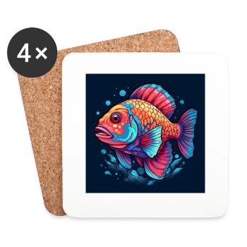 Beautiful colorful fish swimming in the sea - Coasters (set of 4) - white - Front