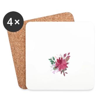 Lettre v floral - Dessous de verre (lot de 4) - blanc - Devant