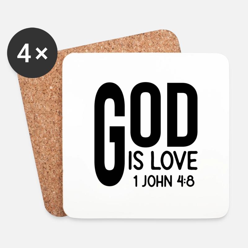God is Love 1 John 4:8 - Untersetzer (4er-Set) - Weiß