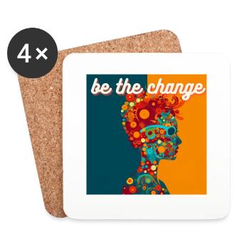 be the change - Untersetzer (4er-Set) - Weiß - Vorne