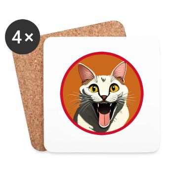 Happy Kitty - Dessous de verre (lot de 4) - blanc - Devant