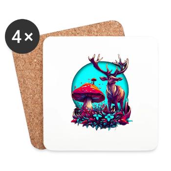 MUSHROOM AND DEER - Coasters (set of 4) - white - Front