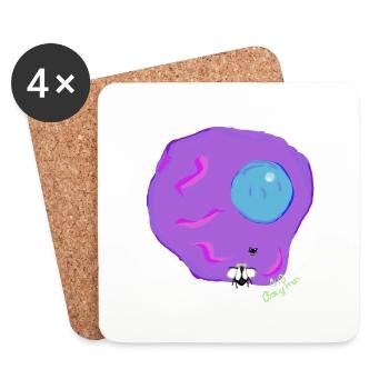 Oeuf bleu violet frit de Mari v.dosmoscas - Dessous de verre (lot de 4) - blanc - Devant