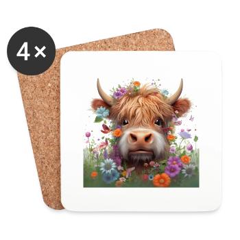 Highland Cow - Coasters (set of 4) - white - Front
