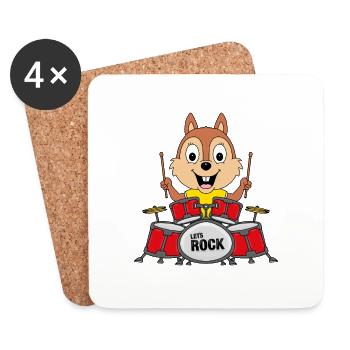 SCHLAGZEUG - MUSIK - TIER - BAND - ROCK - FUN - Untersetzer (4er-Set) - Weiß - Vorne