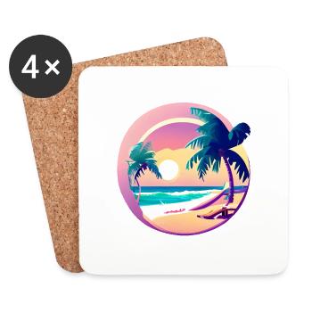 Soleil Vacances d’été Palmier Palmier Cadeau - Dessous de verre (lot de 4) - blanc - Devant