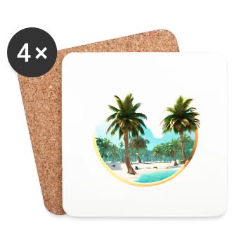 Sommer Sonne Palmen Geschenk Palme Urlaub Baum - Untersetzer (4er-Set) - Weiß - Vorne