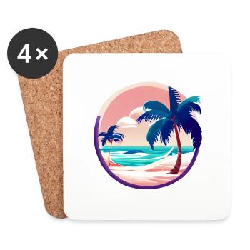 Summer Palm Tree Palm Palm Holiday Sun Gift - Coasters (set of 4) - white - Front