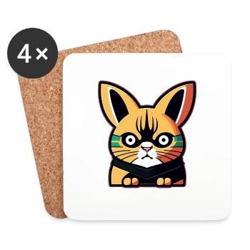 Cat - Coasters (set of 4) - white - Front