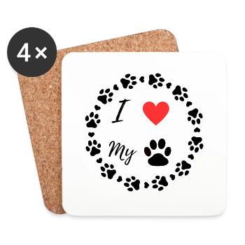 I love my dog - Coasters (set of 4) - white - Front