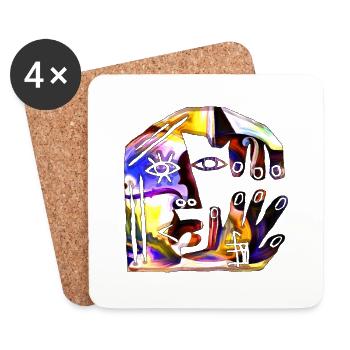 Optical illusion art psychadelic retro shapes sex - Coasters (set of 4) - white - Front
