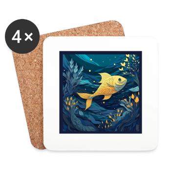 Schöner Fisch im Paper Art Style im Korallenriff - Untersetzer (4er-Set) - Weiß - Vorne